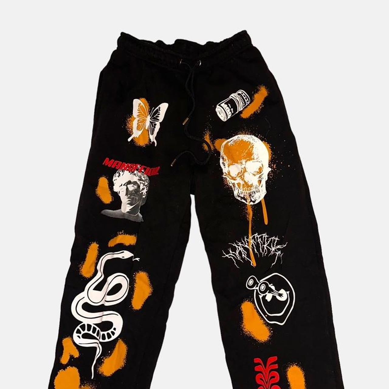 Boohoo Joggers With Butterflies Boohoo Sweatpants Mens 3XL Skull