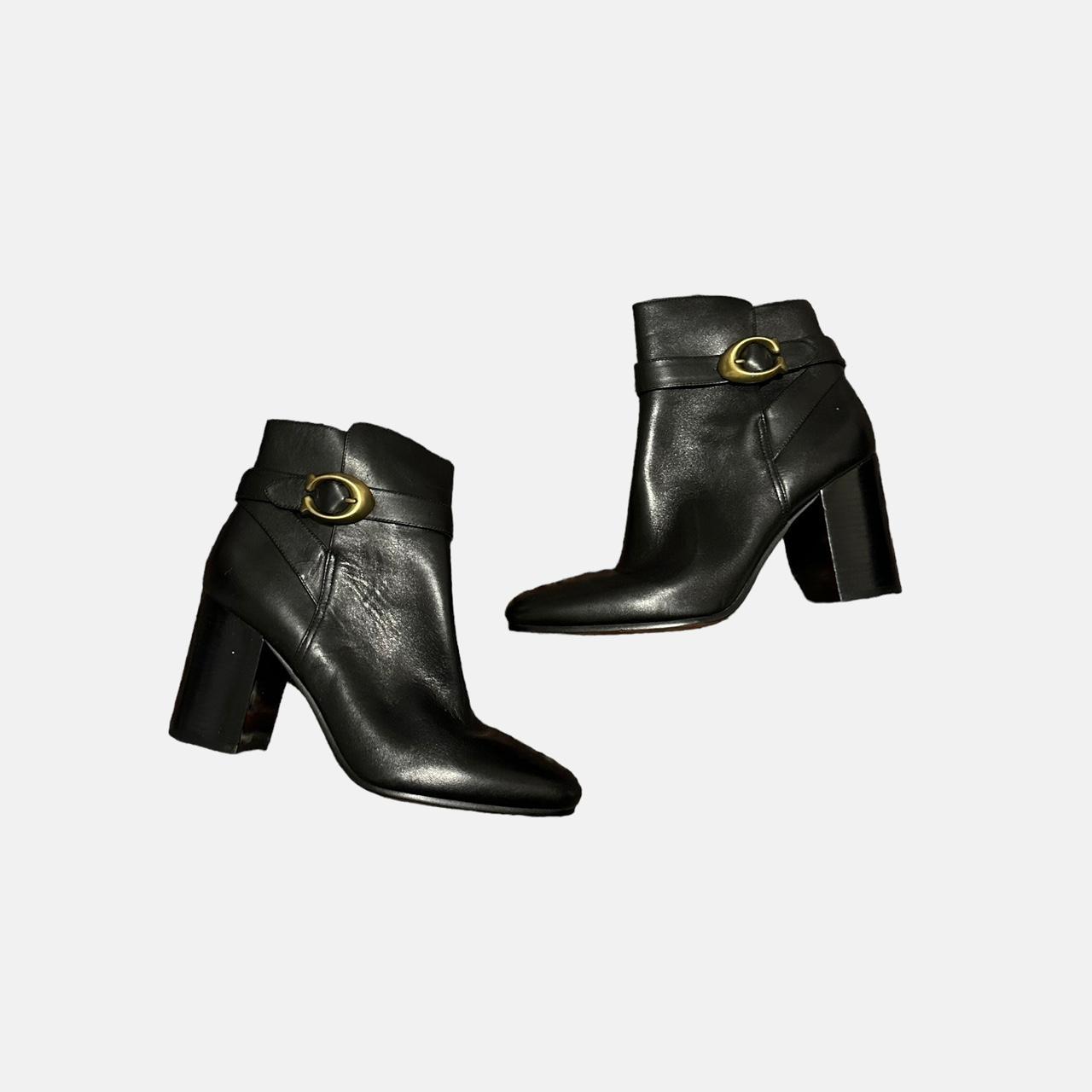 Coach delaney signature on sale buckle heel bootie