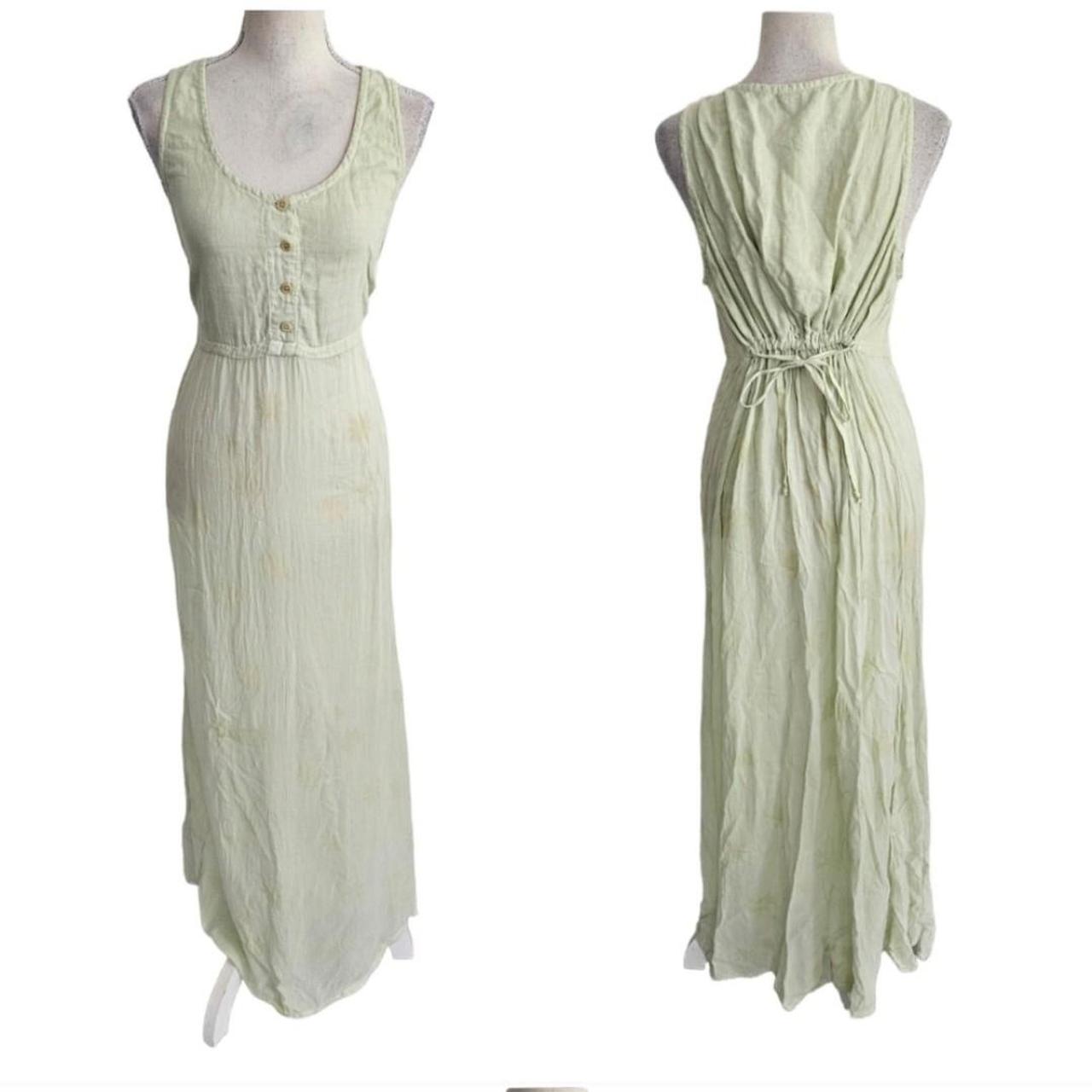 Johnny Was pale green maxi dress with light yellow... Depop