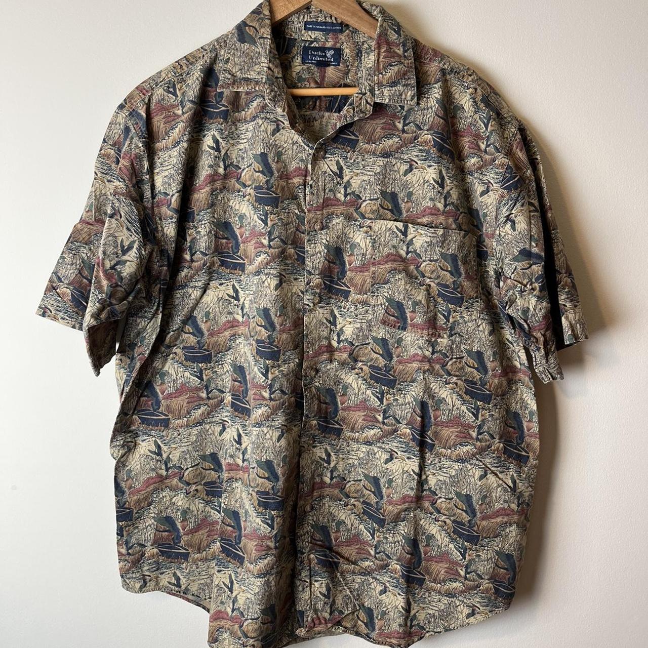 Vintage Ducks Unlimited All Over Print Button Down - Depop