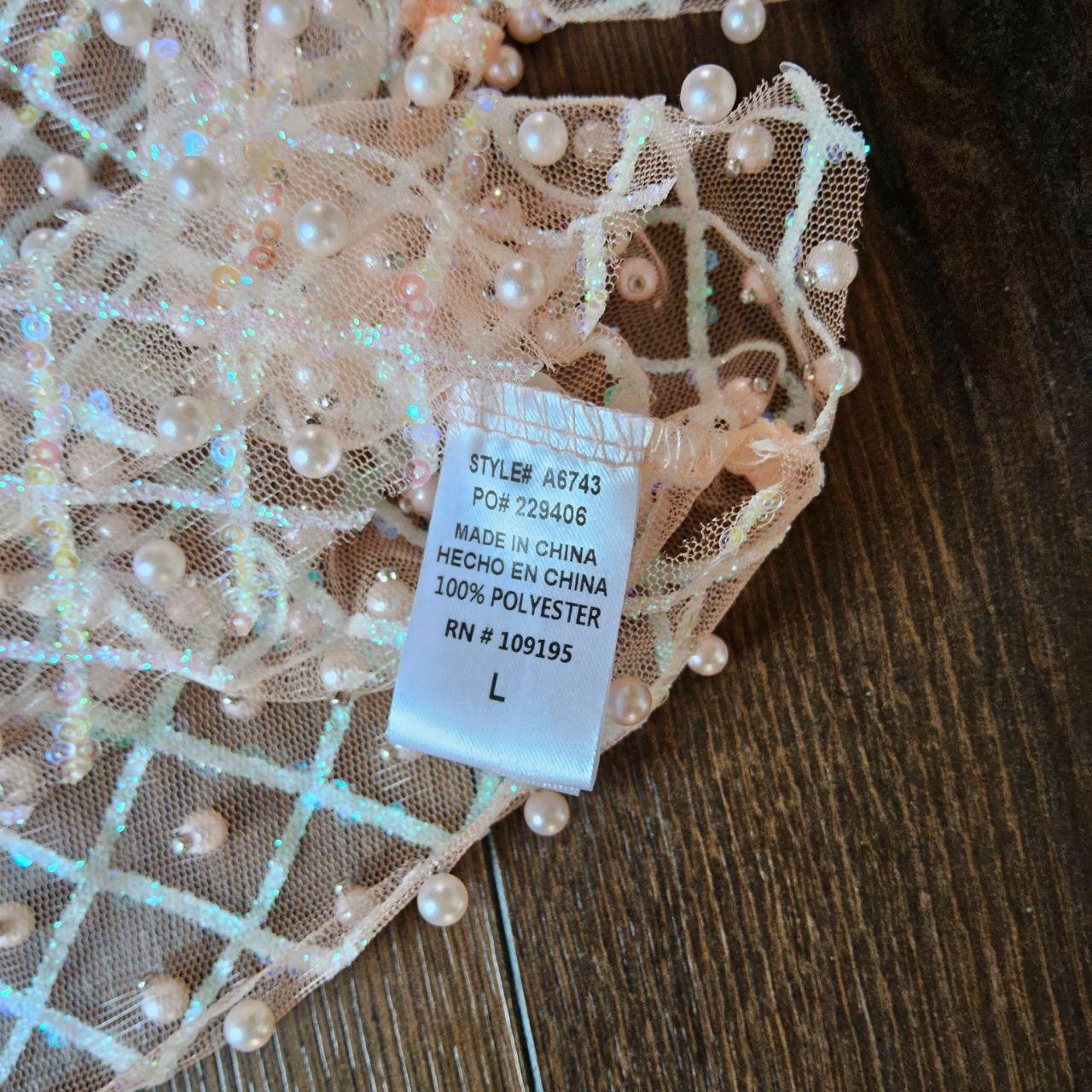 Preloved Women's Crop top - Pink/Tan - L – Sequin… - image 2