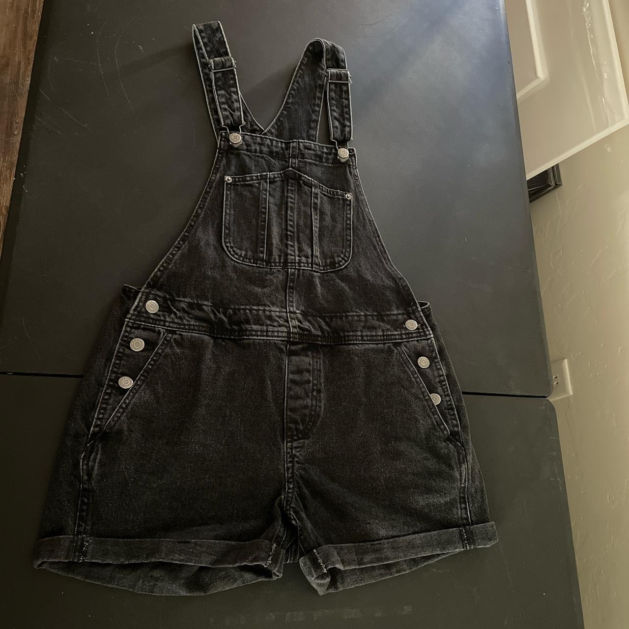 Ladies/Juniors size S Old Navy Black denim overall... - Depop