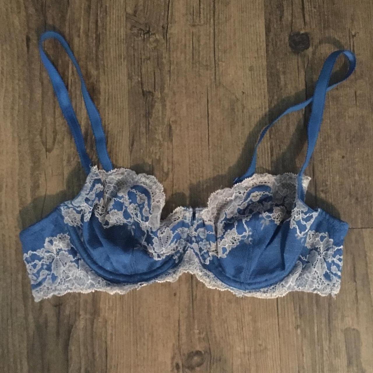 Women's Blue and White Bra | Depop