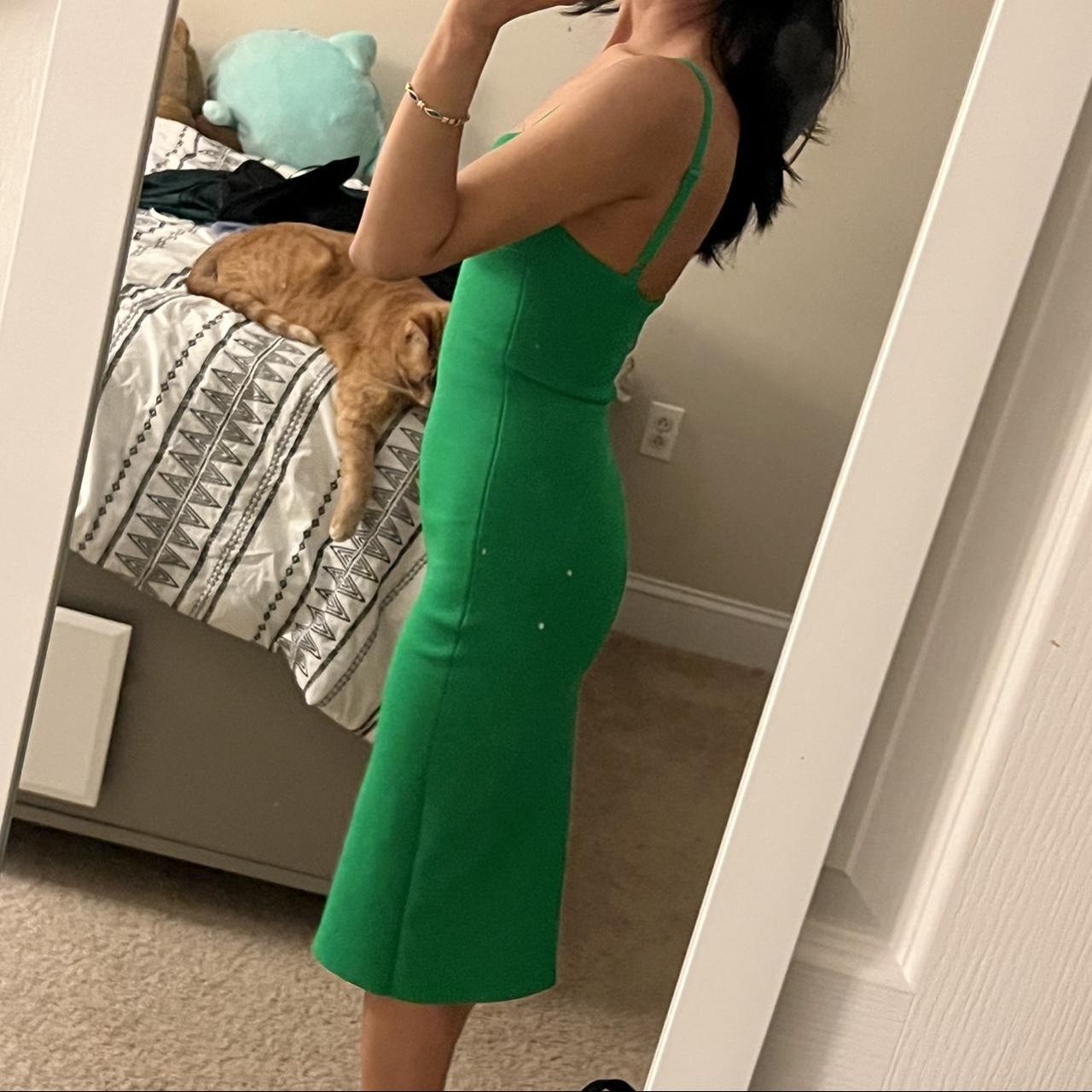 This Aritzia Babaton Lariat dress in gloss green,... Depop