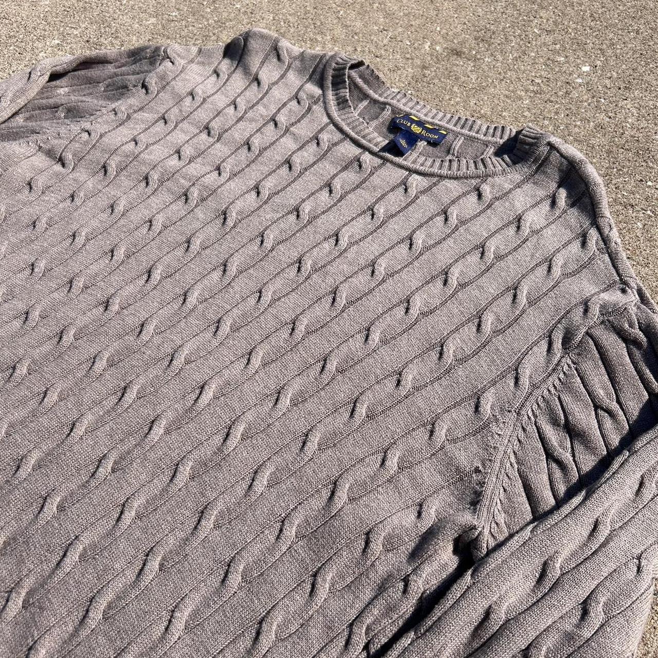 Brown cable knit sweater Mens large Message for Depop