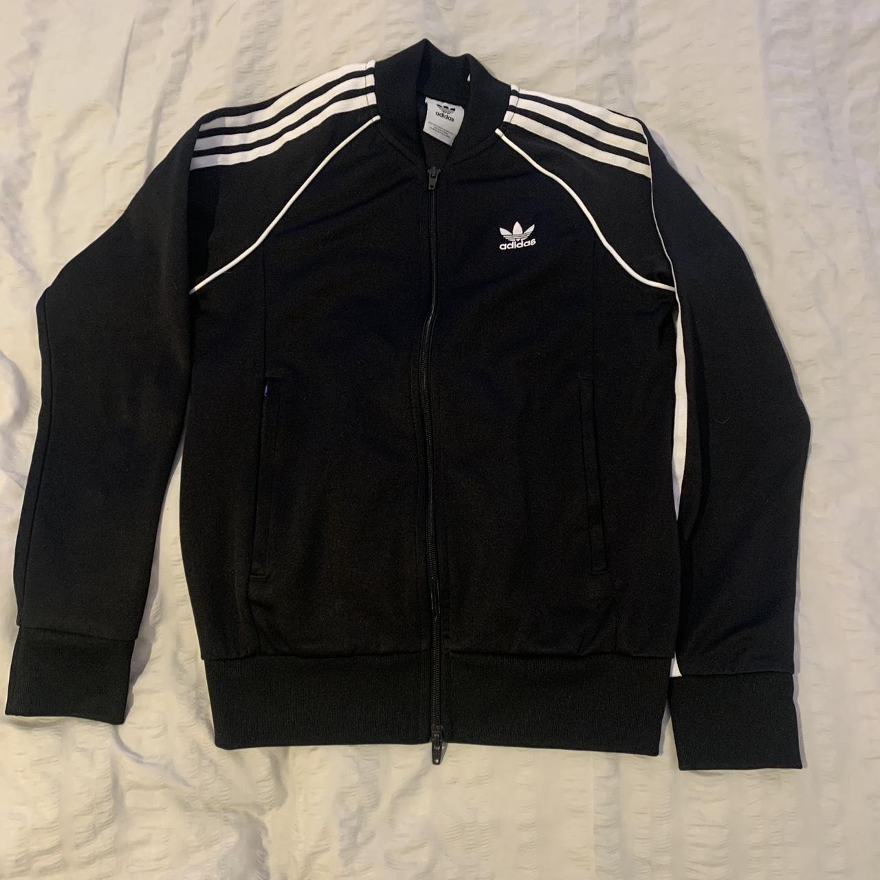 black and white sst adidas top size M perfect... - Depop