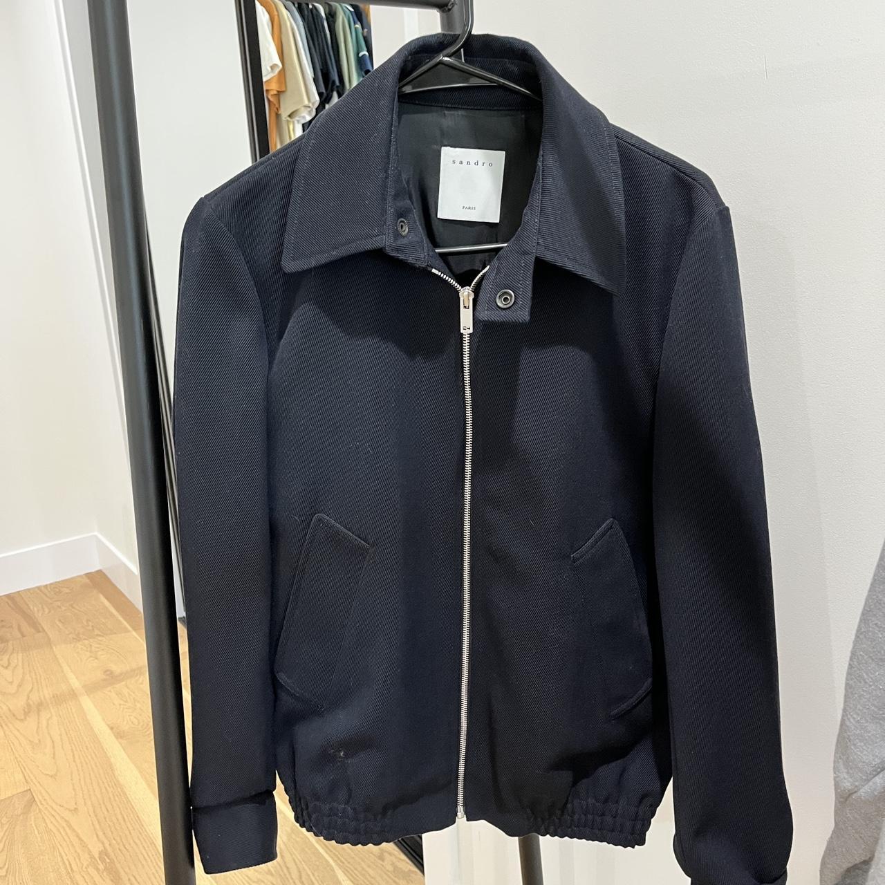 Sandro Paris Jacket in Navy Size: S -Woven Lining,... - Depop