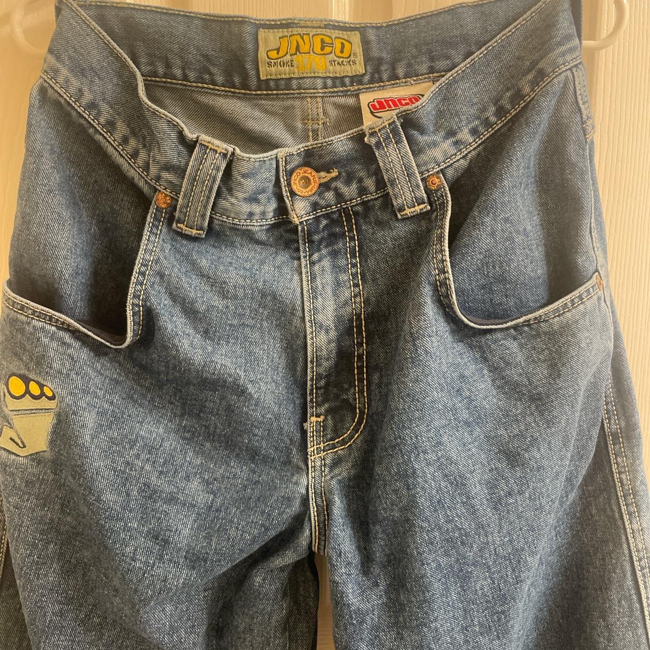 jnco jeans skated them so there’s a hole on the left... - Depop