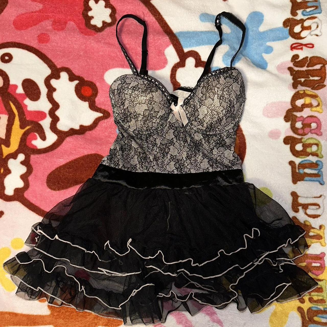 Cute fluffy lingerie top Satin bow on the back Depop