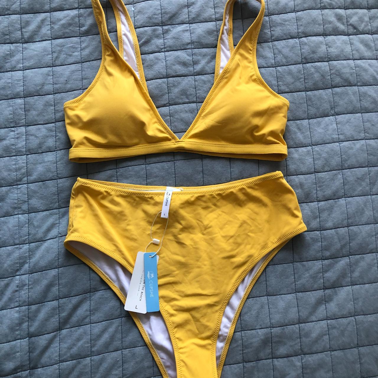 Cupshe Women's Yellow Bikinisandtankinisets Depop