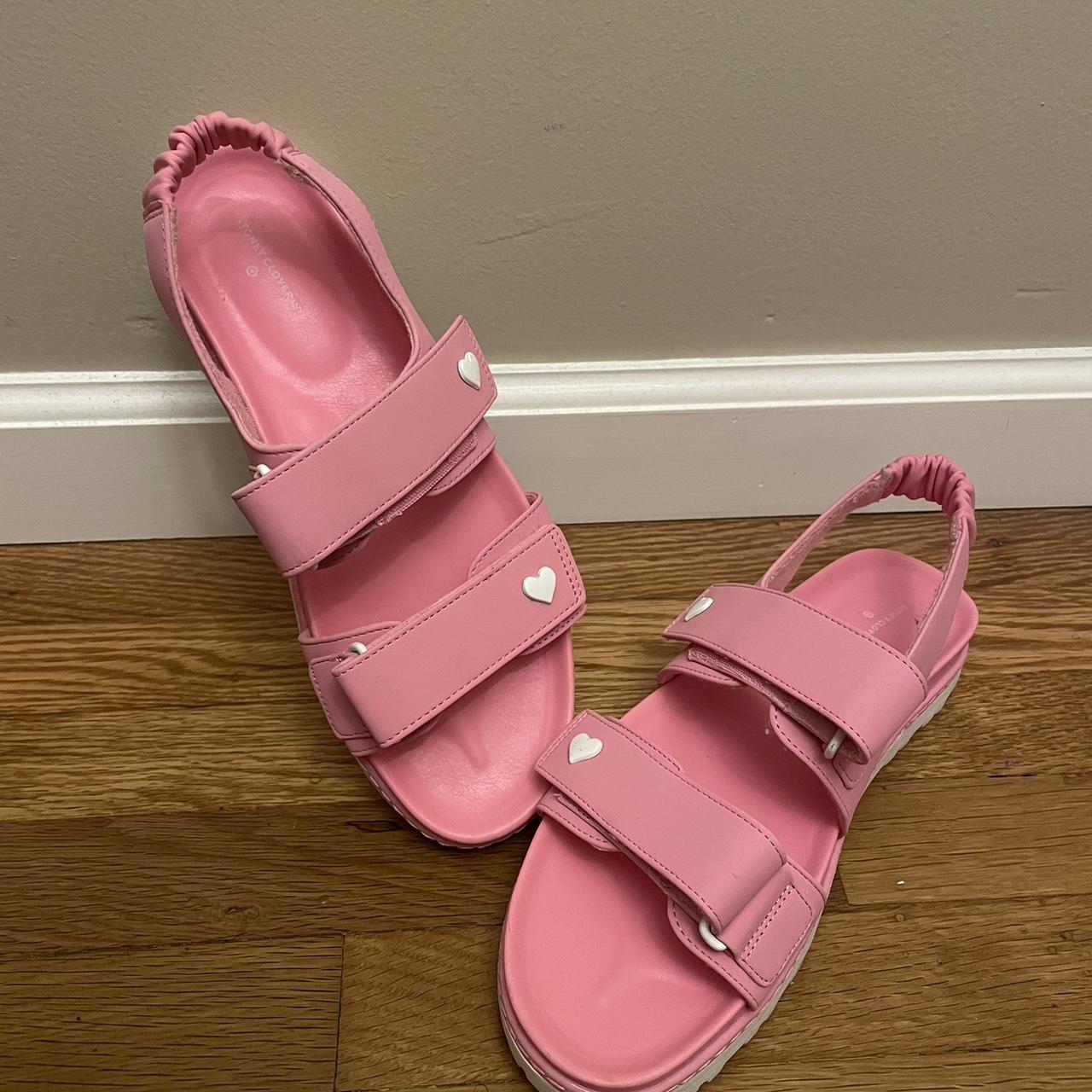 super cute pink chunky sandals embellished with Depop