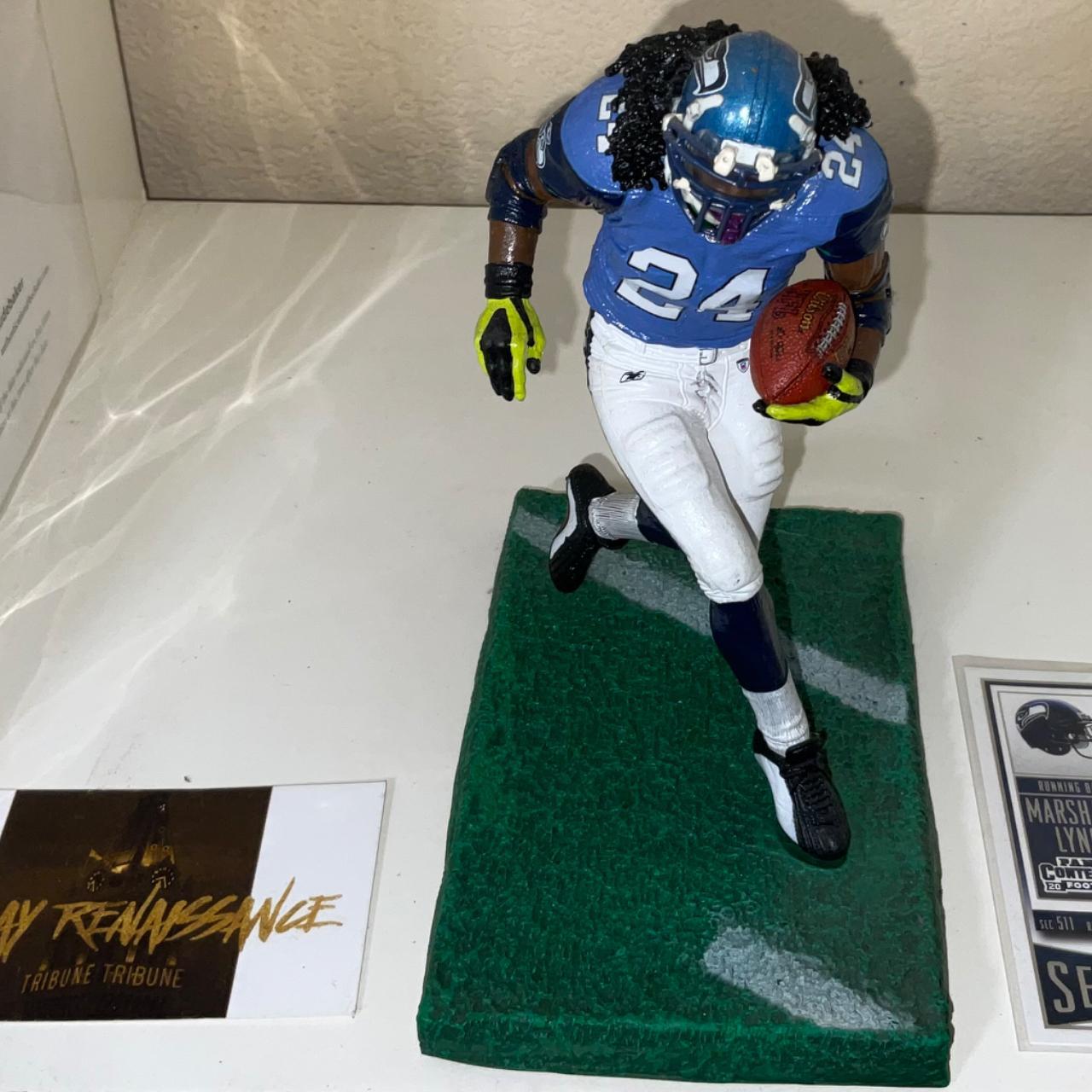 Seattle Seahawks Marshawn Lynch white jersey Super Bowl Custom McFarlane  figure