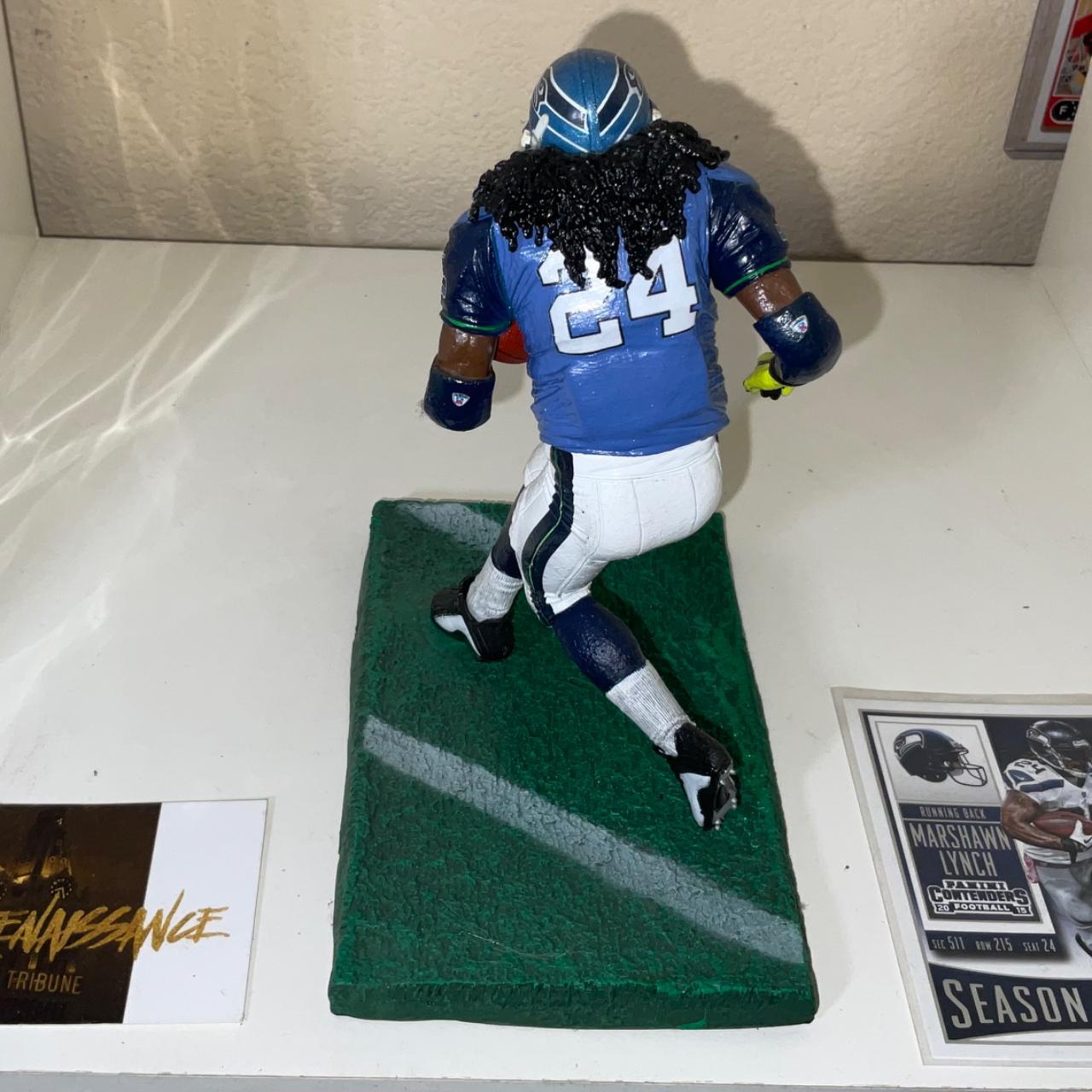 Seattle Seahawks Marshawn Lynch white jersey Super Bowl Custom McFarlane  figure