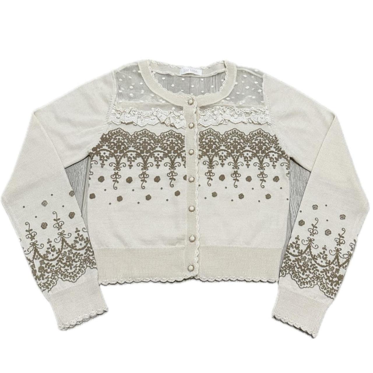 Beige liz lisa coquette lace store ruffle cardigan