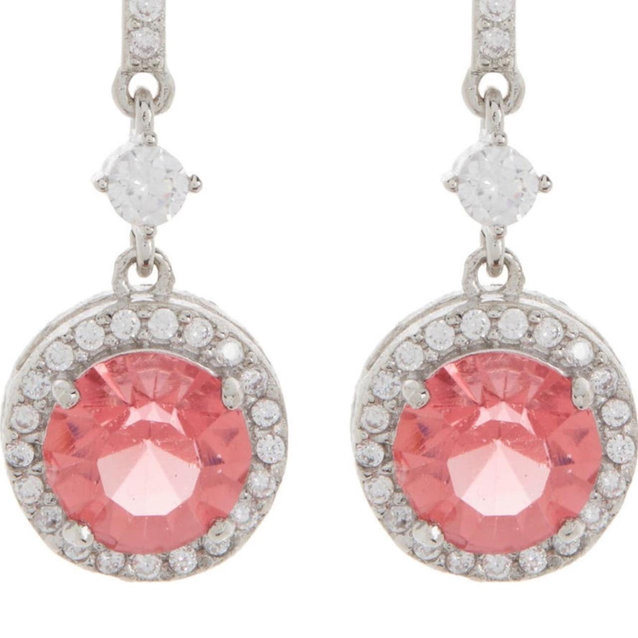 RIVKA FRIEDMAN Whithe Rhodium Round CZ Halo Drop Earrings discount