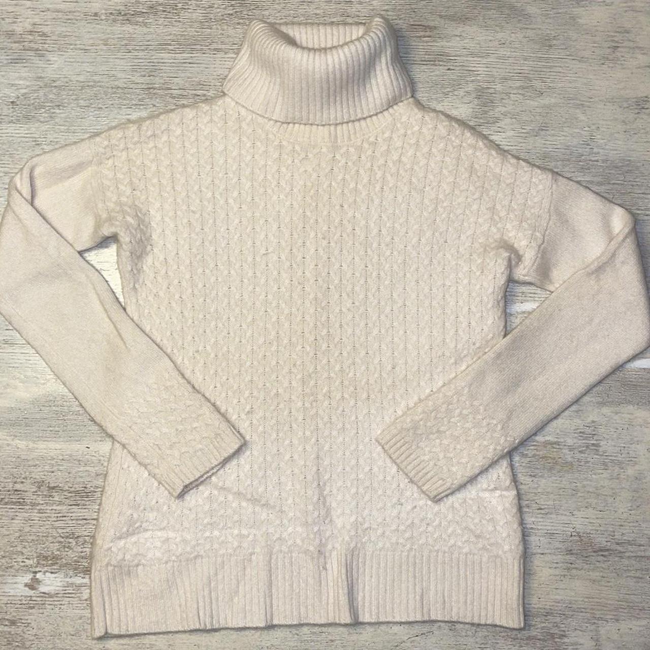 EUC Ellen Tracy 100% Cashmere Cream Knit Turtleneck... - Depop