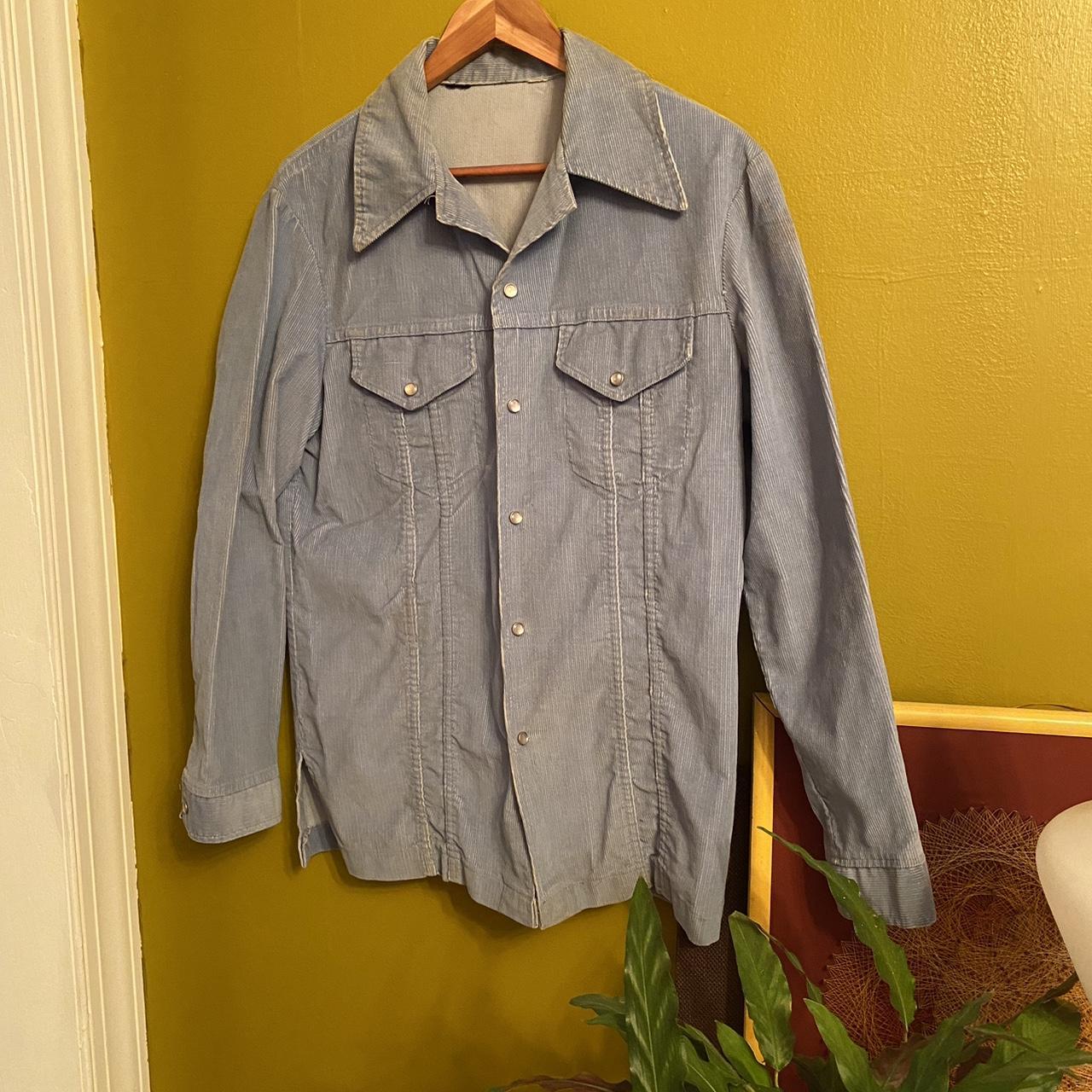 Vintage baby blue corduroy jacket, unisex large.... Depop