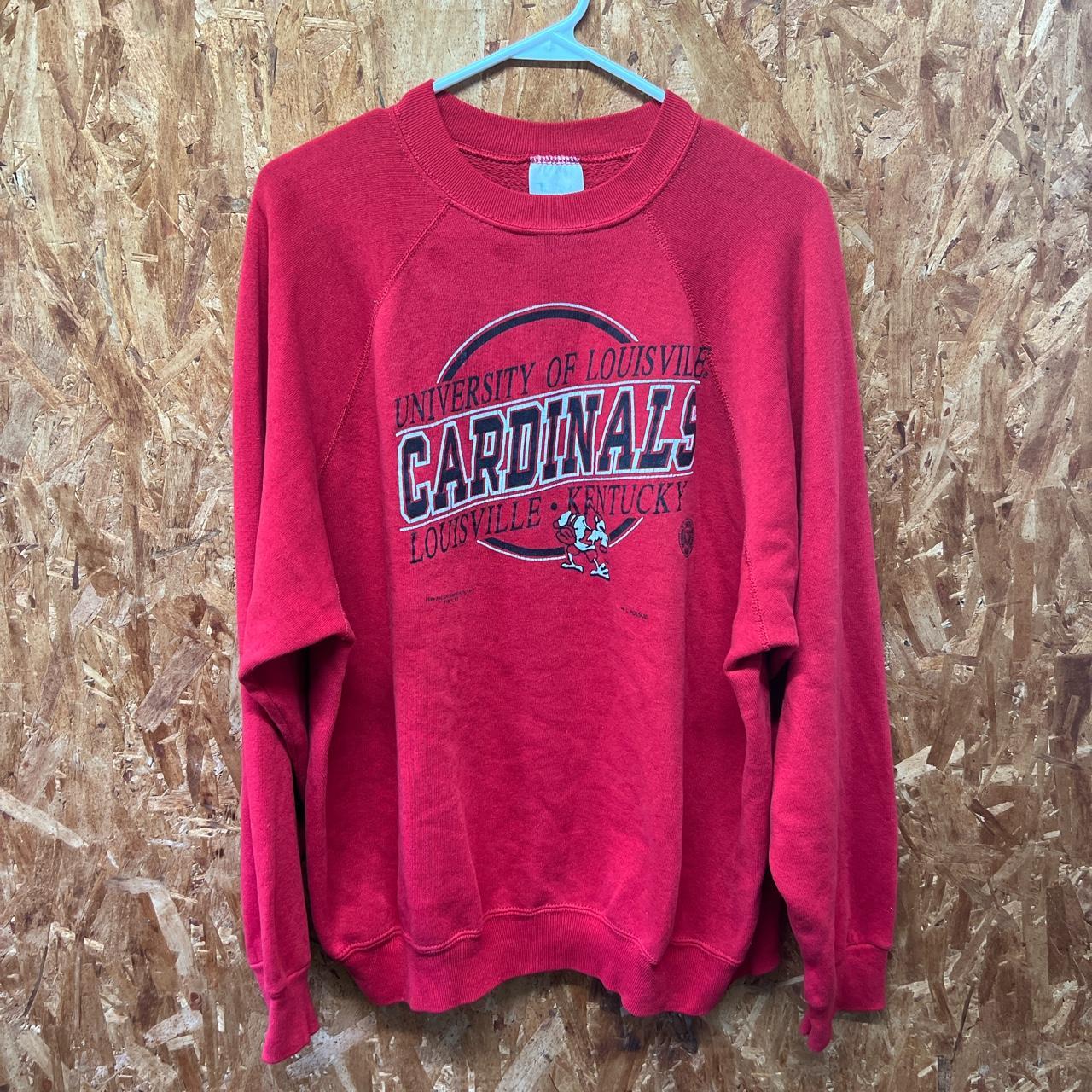University of Louisville Cardinals Hooded Sweatshirt | Champion Products | Granite Heather | Small