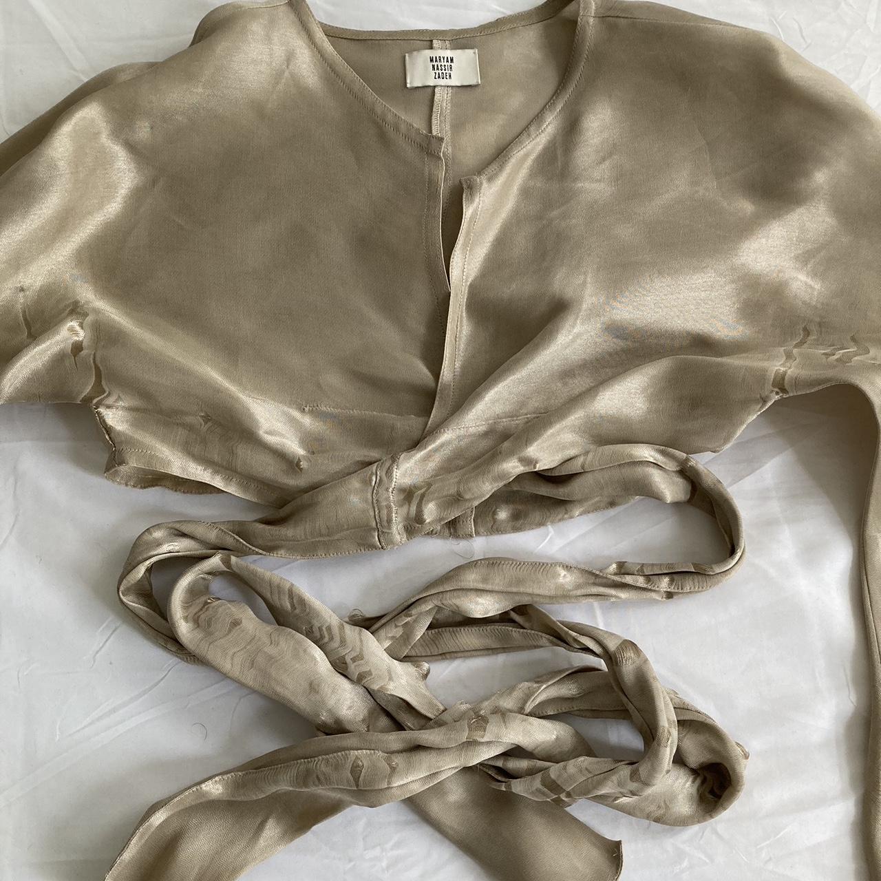 Gold MNZ Maryam Nassir Zadeh wrap top #jacquemus... - Depop