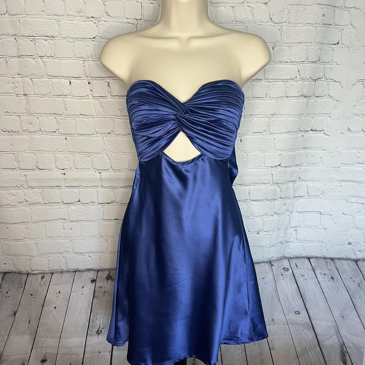 Princess Polly Women's Navy and Blue Dress | Depop