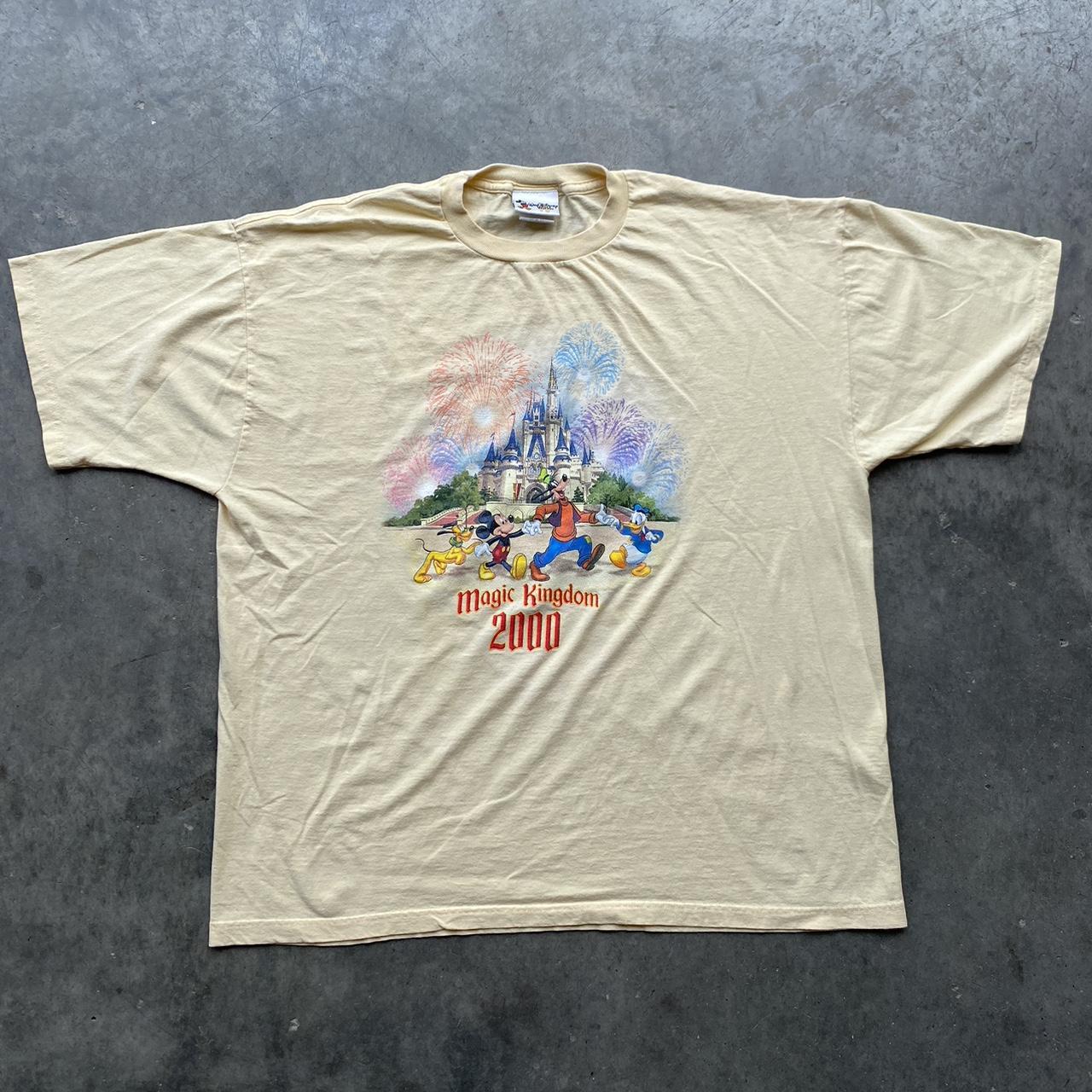 Disney Men's Yellow and Cream T-shirt | Depop