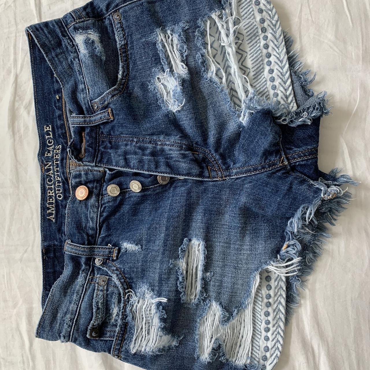 american eagle jean shorts worn once too small for me - Depop