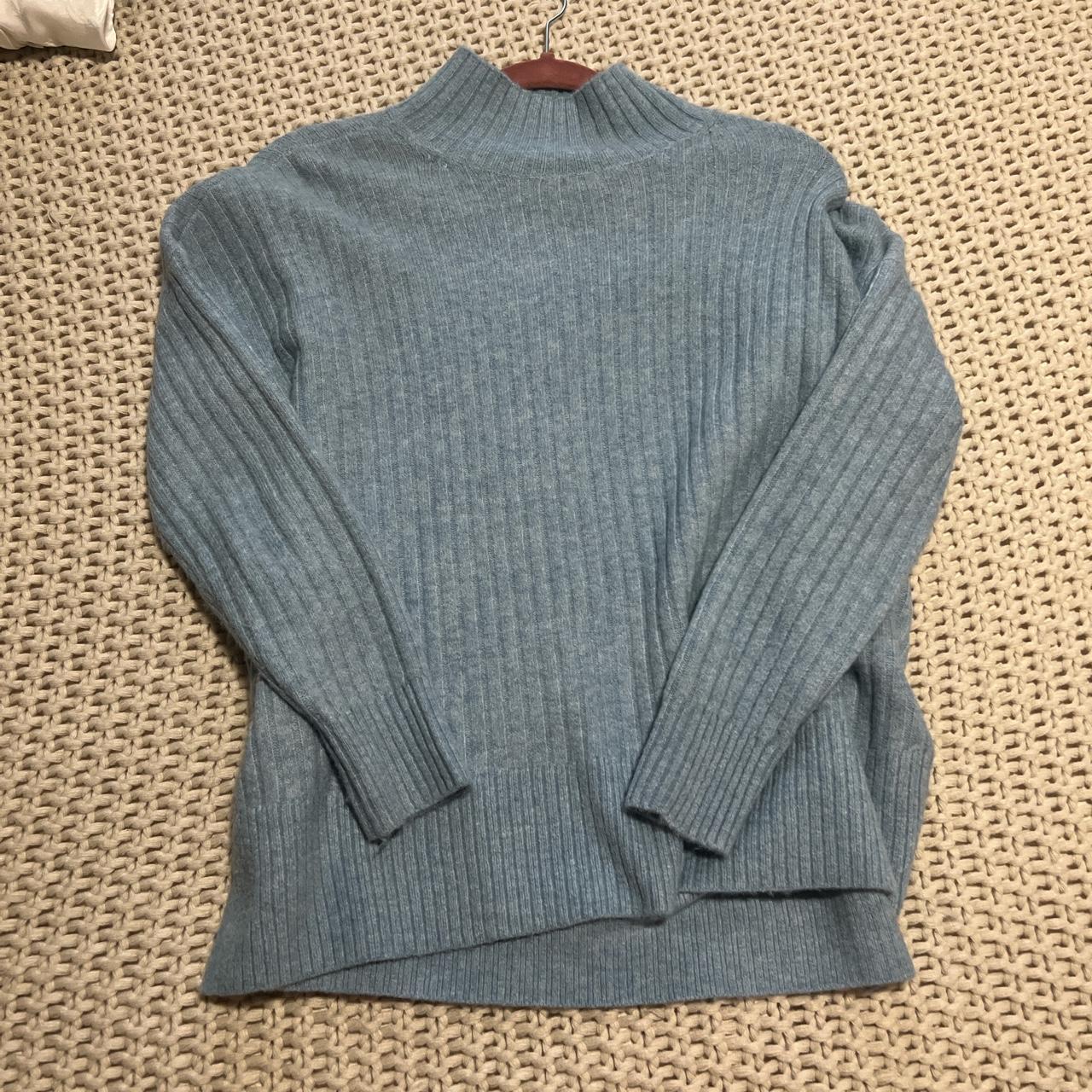 Light blue mock neck over sized sweater - Depop