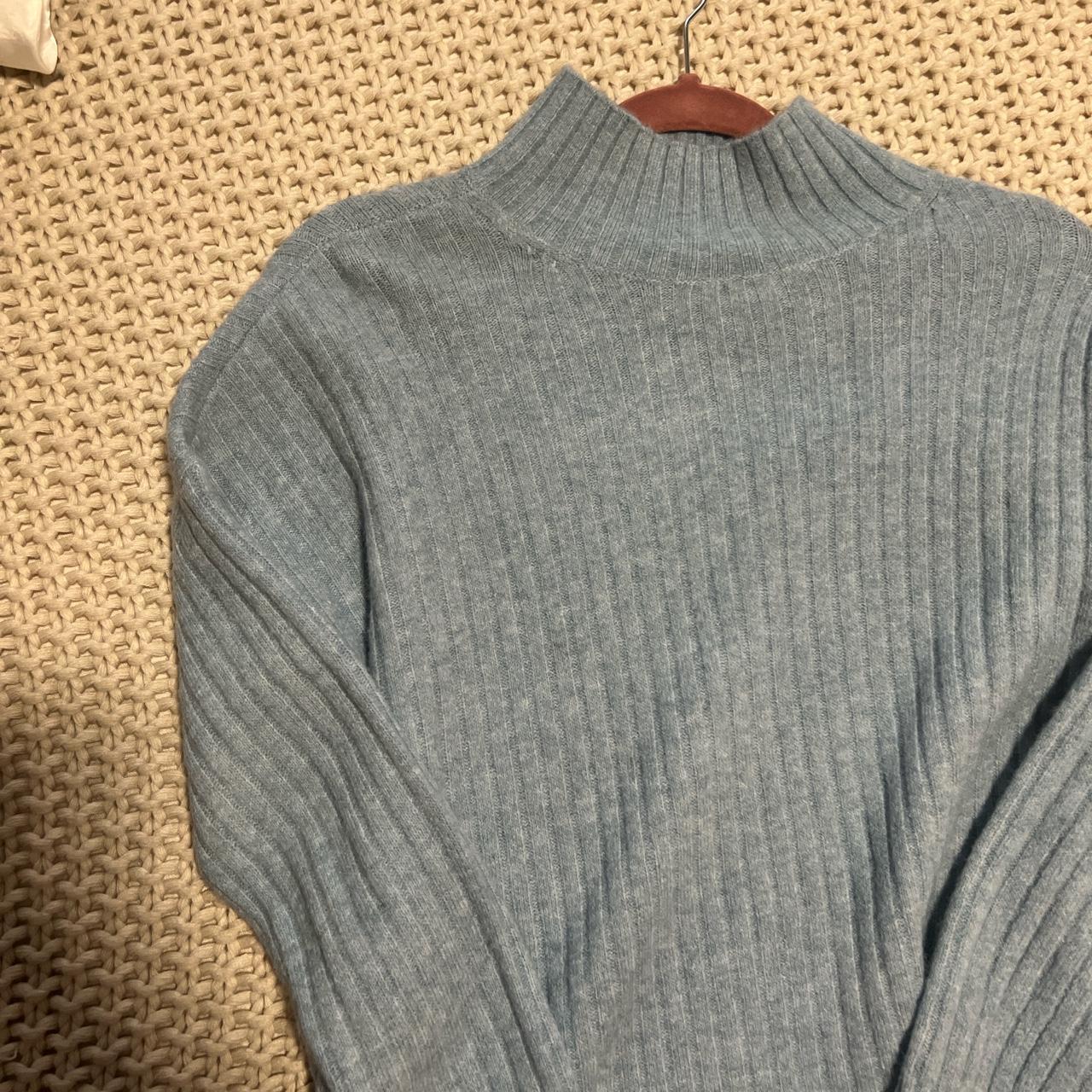 Light blue mock neck over sized sweater - Depop