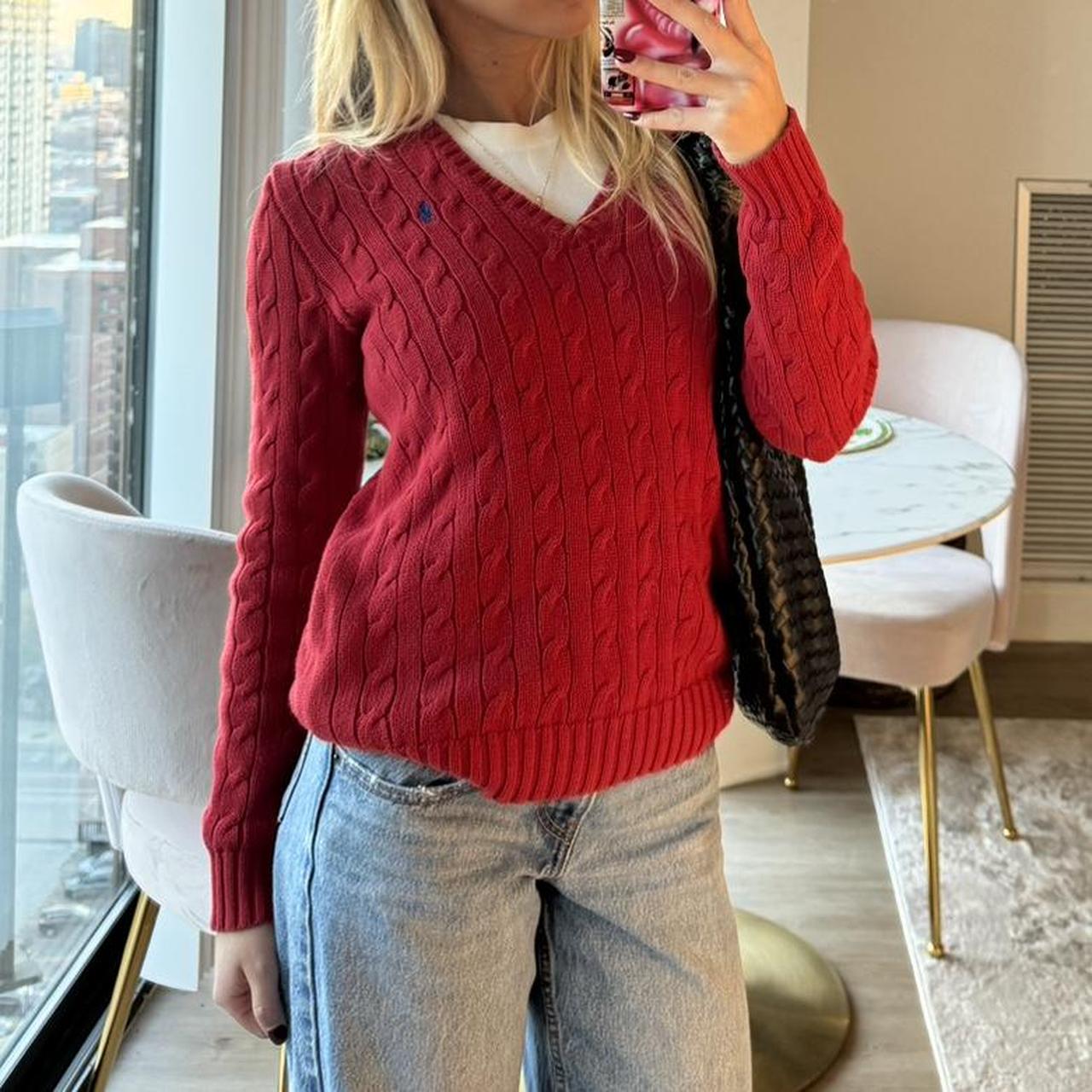 Ralph lauren-cable-knit-v-neck-jumper - Depop