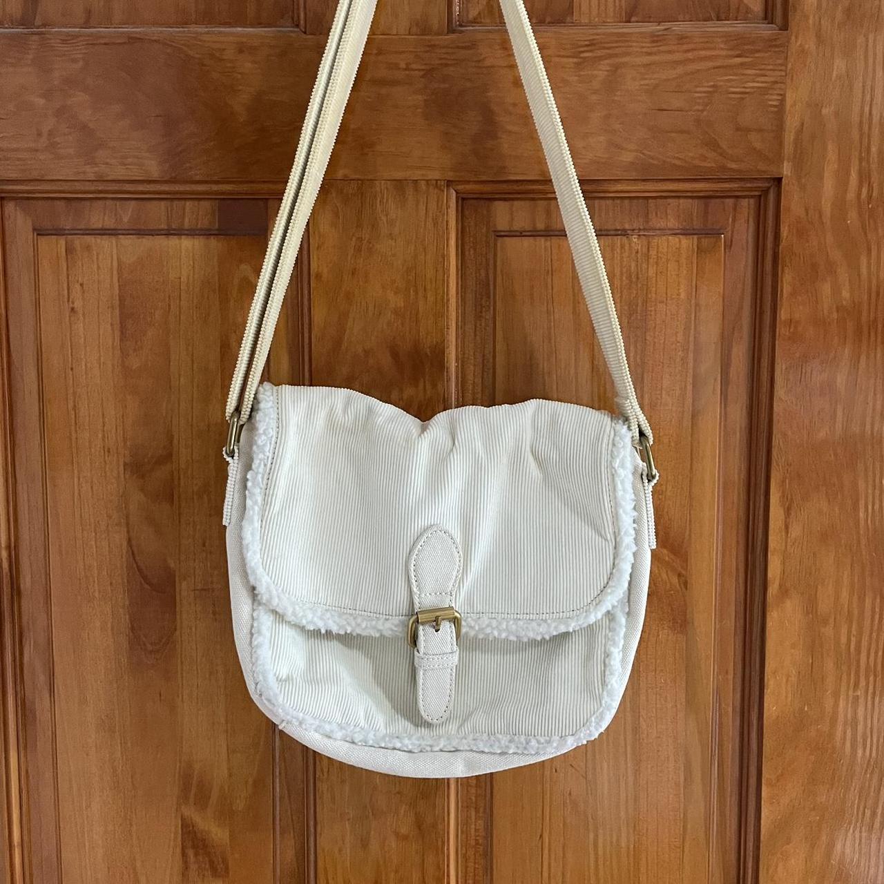 brandy melville white corduroy messenger bag has... Depop