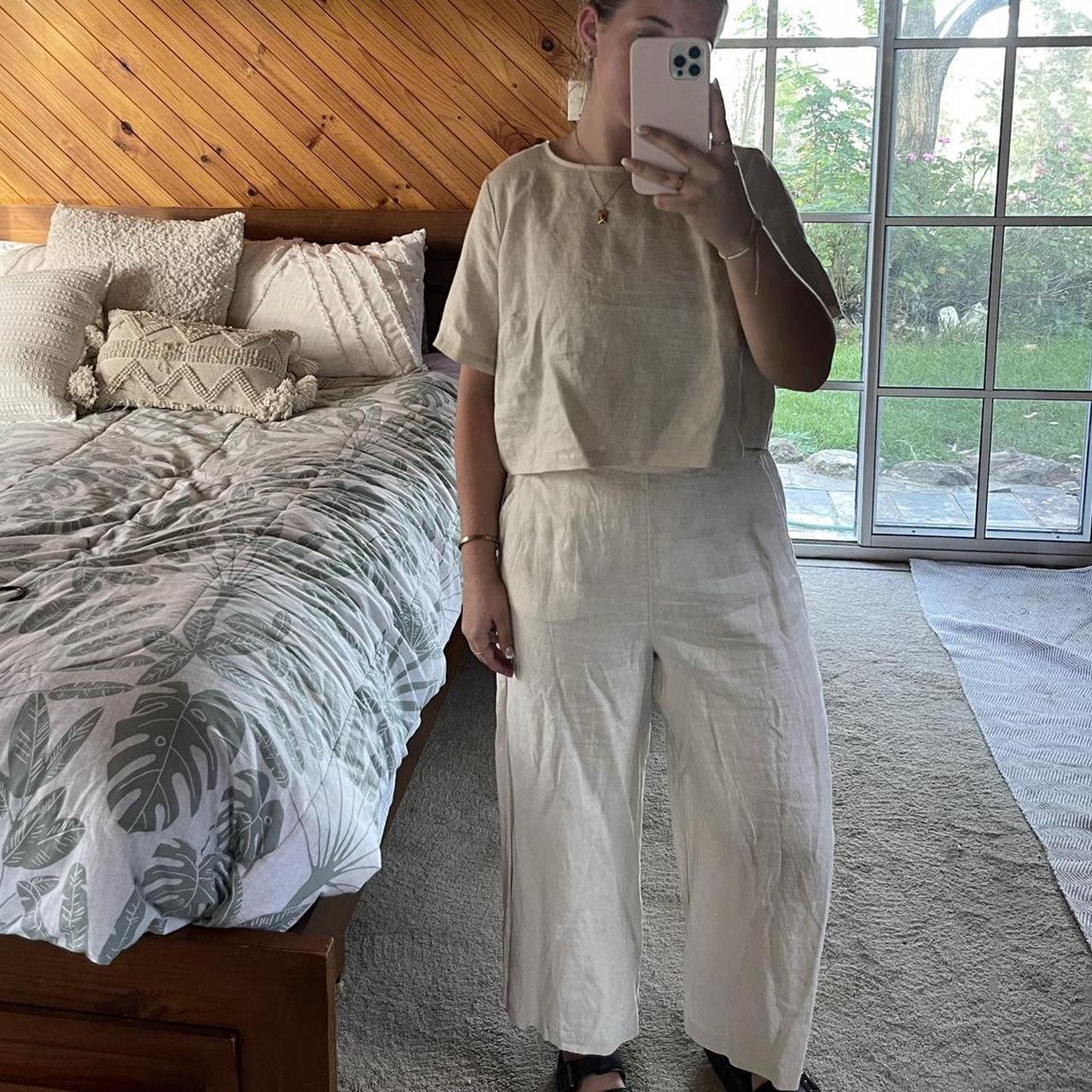 Sportsgirl, neutral linen set Top size 10 Pants... Depop