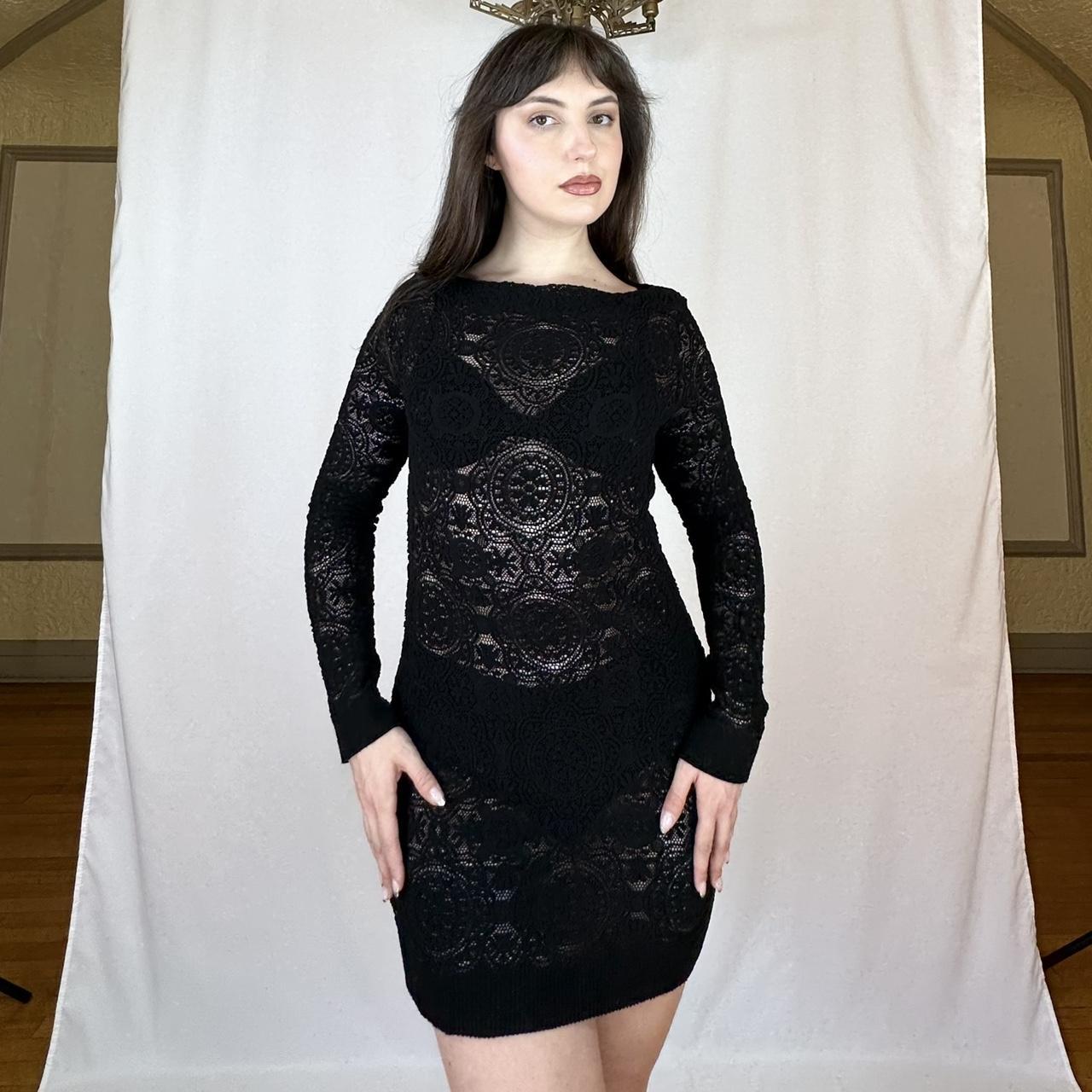 Anne Fontaine sheer knit lace mini dress, size FR... - Depop