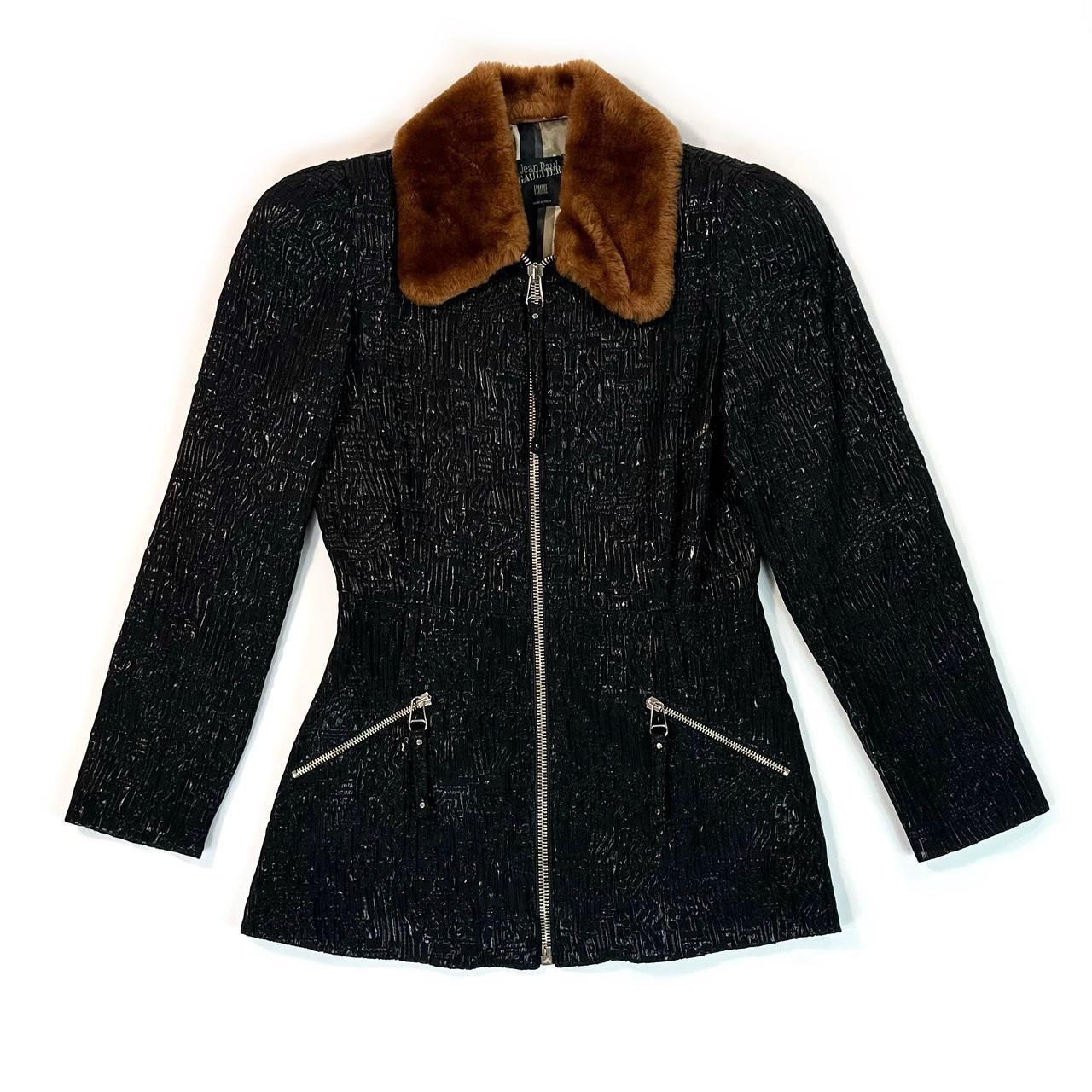 Jean Paul Gaultier fur trimmed cyber jacket, size | Depop
