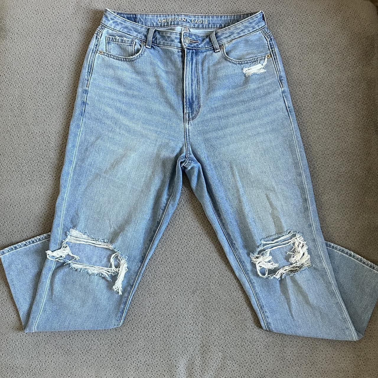 American Eagle patched ripped jeans -size 2 -well - Depop