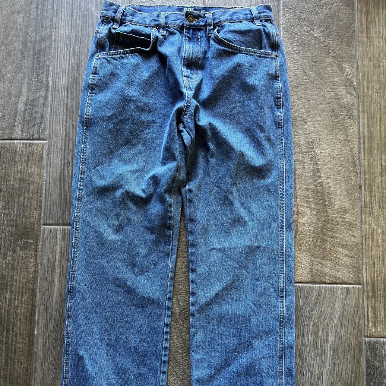 relaxed fit baggy dad jeans • medium wash • size... - Depop