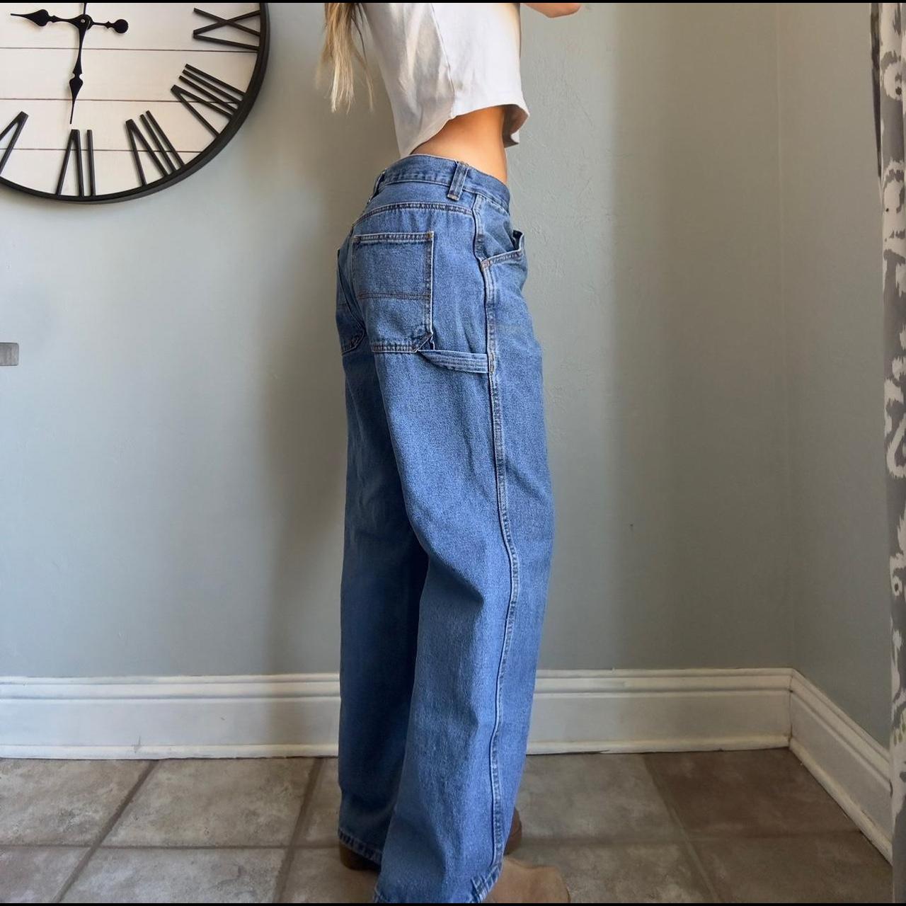 low rise baggy carpenter jeans • low rise and super... - Depop