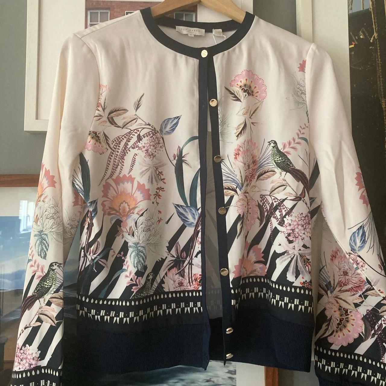 ted baker floral pattern bomber jacket size uk 10 - Depop