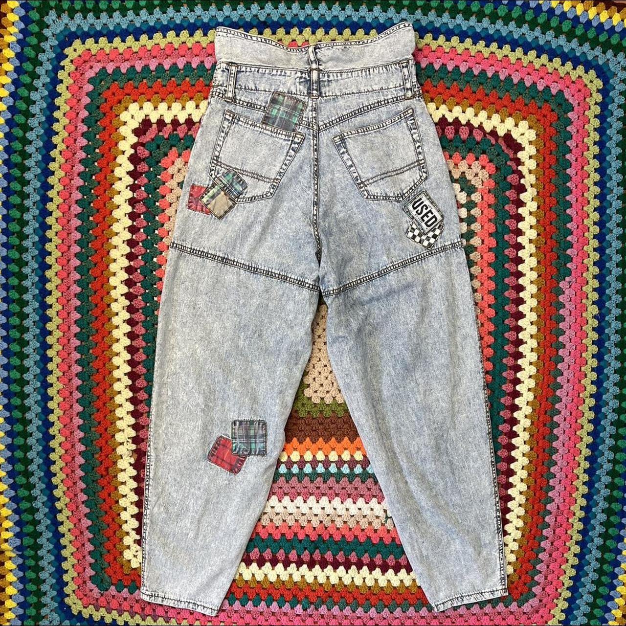 VINTAGE 90S HIGH WAISTED PAPER BAG WAIST JEANS ACID... - Depop