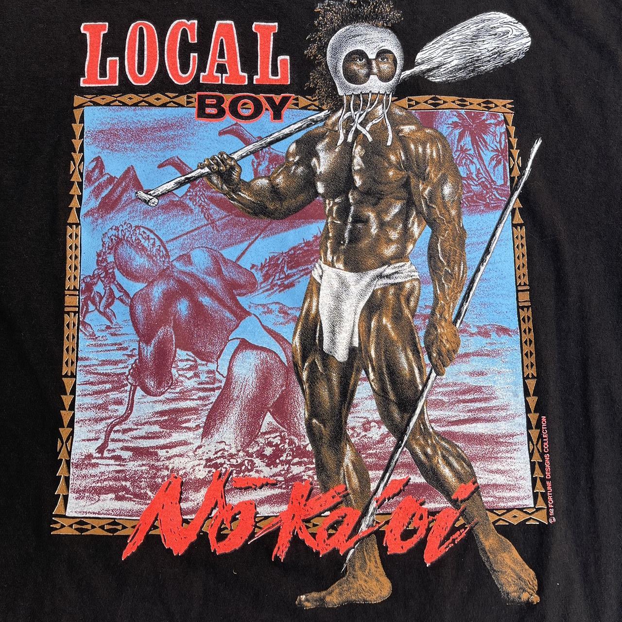 Vintage Local Boyz buy Rule KUI KOA Hawaiian Strength Warrior T Shirt USA Made Sz L.