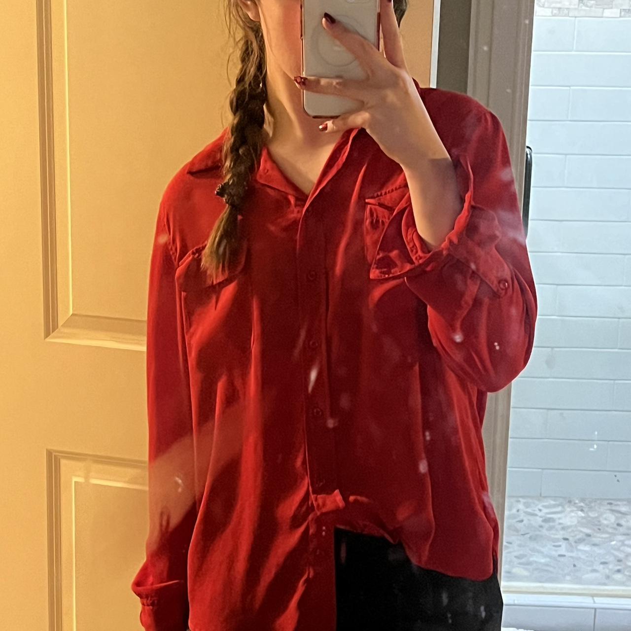 red investments button up Depop