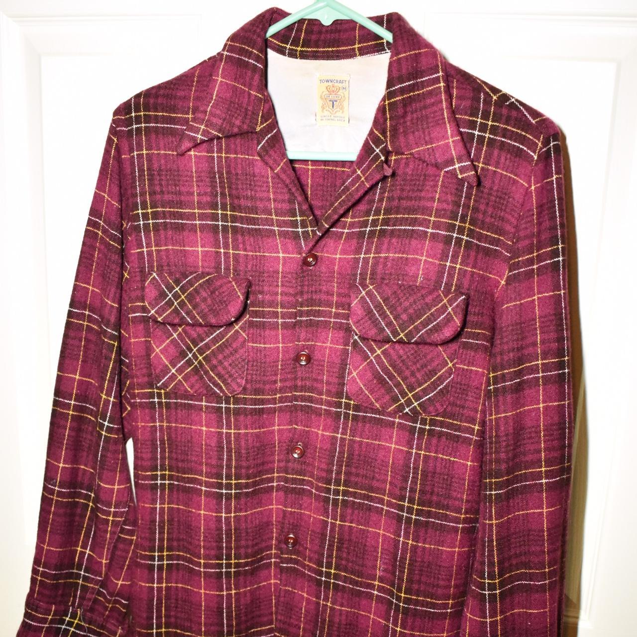 Vintage 40s/50s Towncraft Loop Collar Flannel Red...