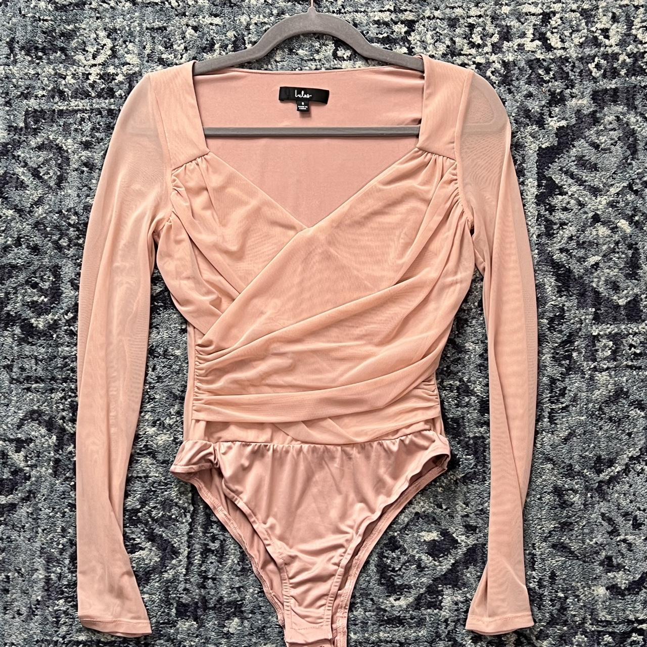 Dressy Women s long sleeve bodysuit light nude Depop