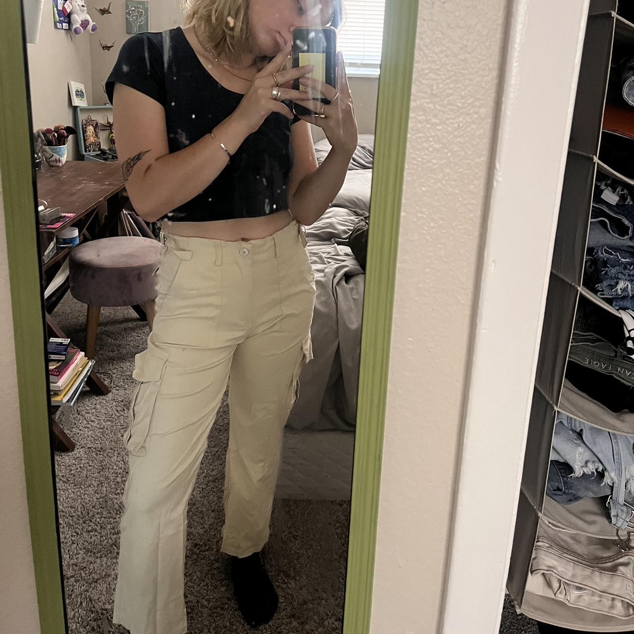 Cream colored cargo pants Depop