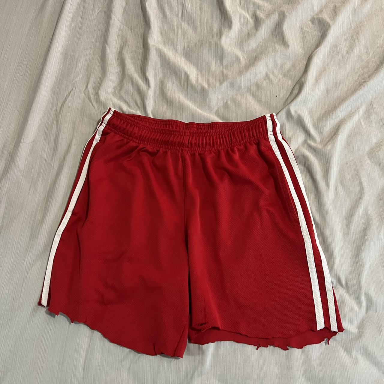 Hand cut adidas shorts size small but I wear large... - Depop