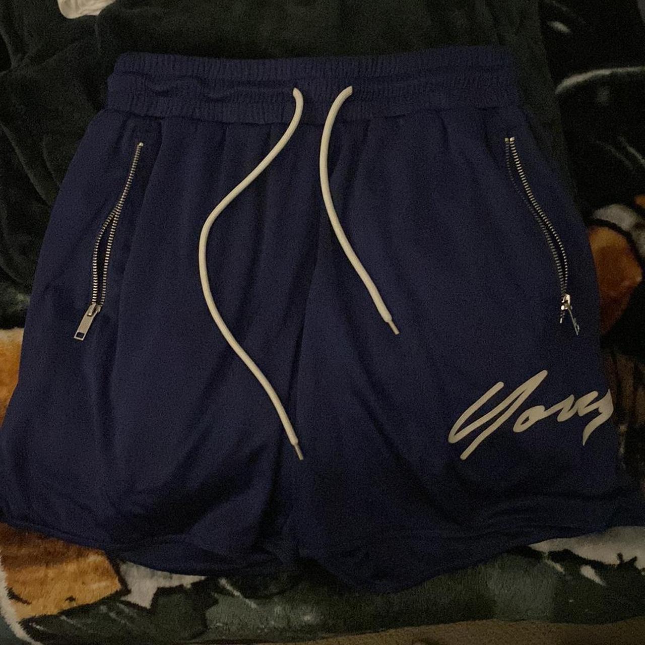 YoungLA 115 signature shorts Navy Size Large Brand... - Depop