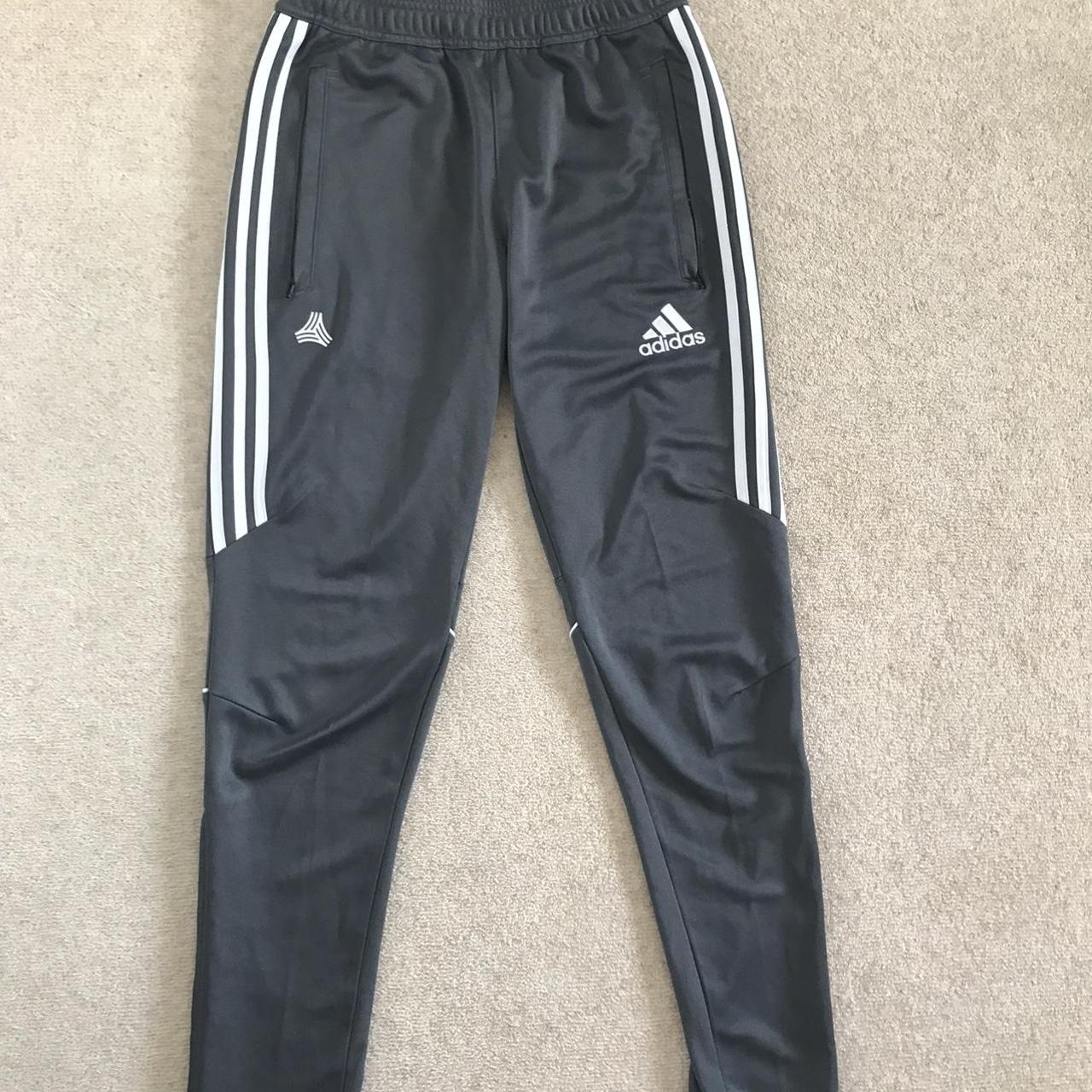 Adidas grey tracksuit bottoms Size small 8/10... - Depop