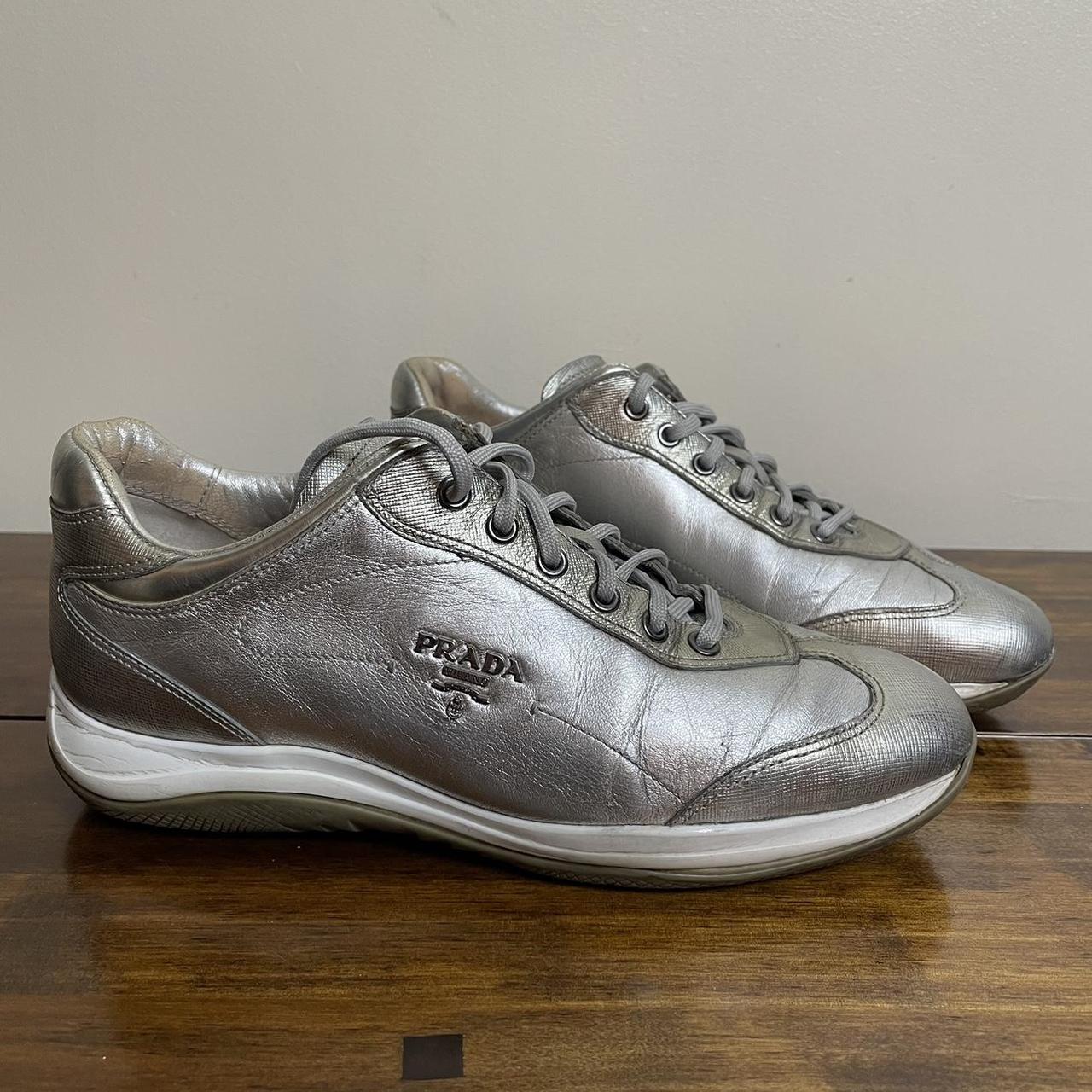 Silver 2025 prada trainers