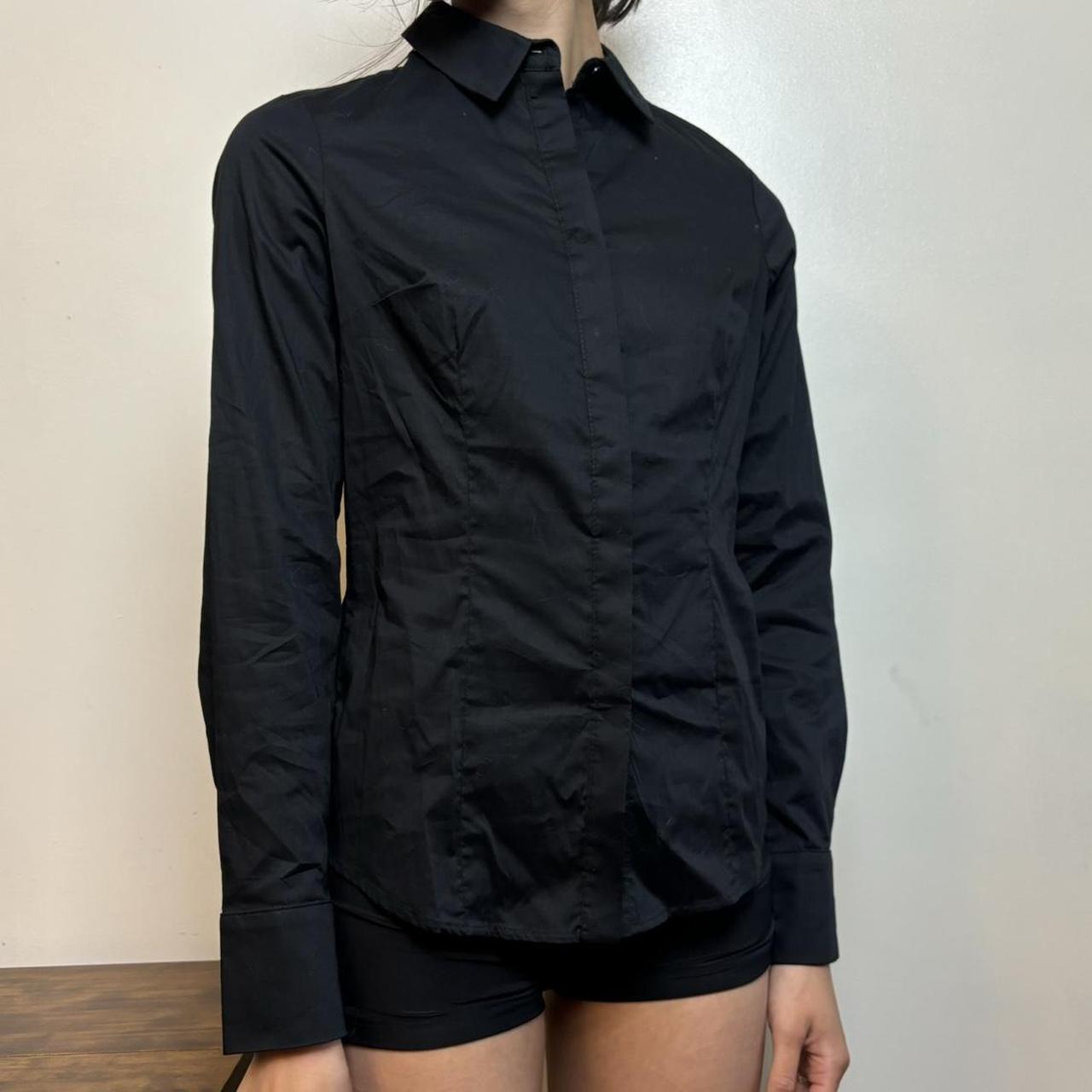 00s french black button down. never worn. fits xs... Depop