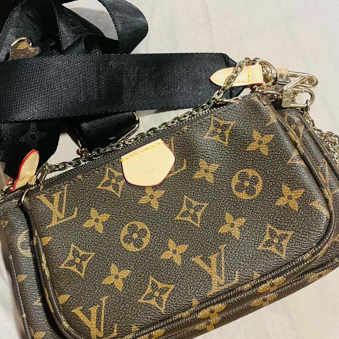 Louis Vuitton 3 piece sling bag with green strap - Depop