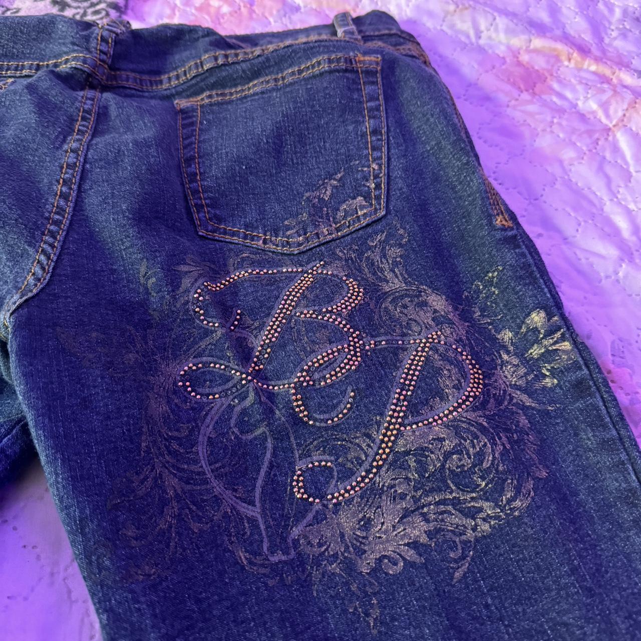 BABY PHAT 🐈‍⬛ rhinestone low rise straight leg denim... - Depop